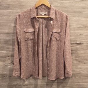 LOFT Mauve Pink Button-Down Shirt - Lightweight Women's Top